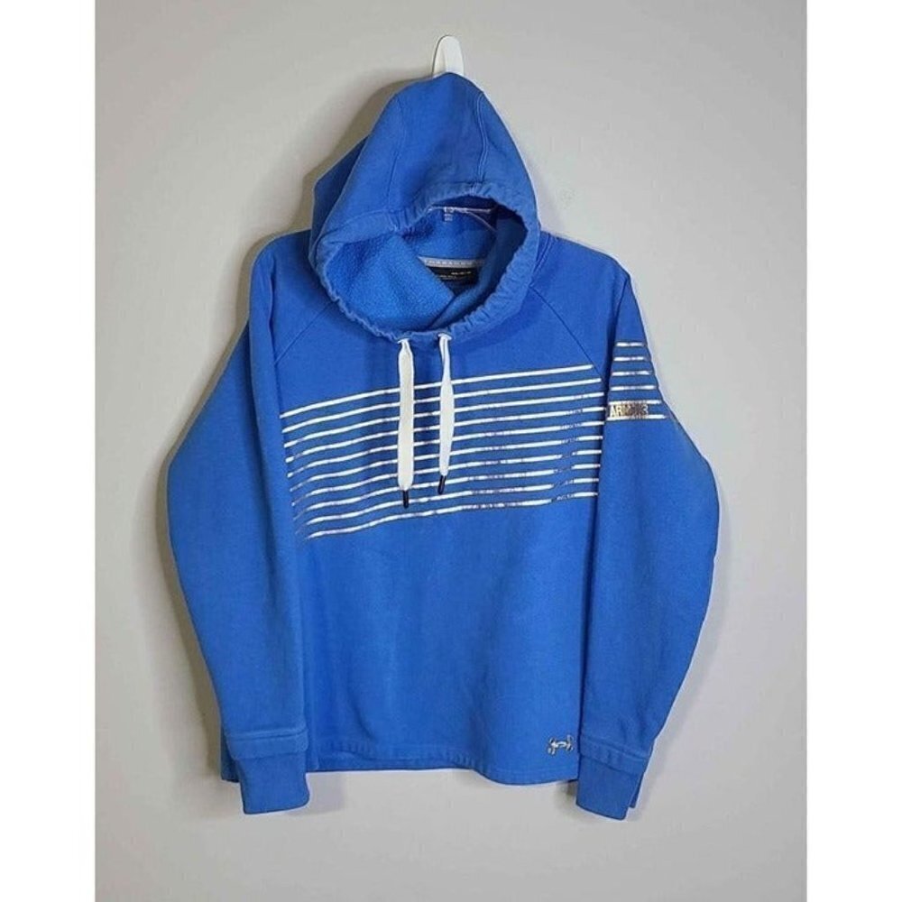 Under Armour Threadborne Womens High Neck Hooded Metallic Striped Sweats…